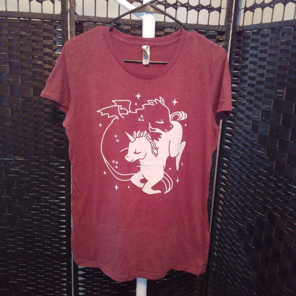 Dragon And Unicorn Short Sleeve Tee Yin Yang Cute
